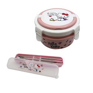 【精選 1+1 】Hello Kitty不鏽鋼下午茶經典款用餐收納兩件組-午茶款