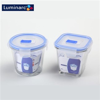 【Luminarc樂美雅】強化玻璃桶罐保鮮盒2入組840ml+750ml