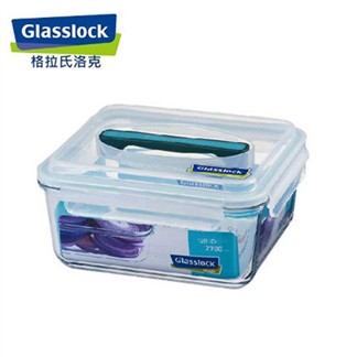 韓國【Glasslock】手提長方戶外野餐強化玻璃保鮮盒 2700ml
