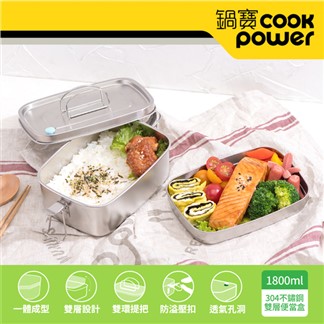 【CookPower鍋寶】不鏽鋼雙層便當盒2入組 EO-SSB61500Z2
