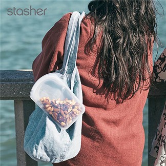 美國Stasher Go 白金矽膠密封袋-隨行雲霧白 ST0105001A