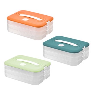 3層可疊加計時水餃餛飩保鮮收納盒 冰箱保鮮盒 分格密封盒 疊加冷藏保鮮