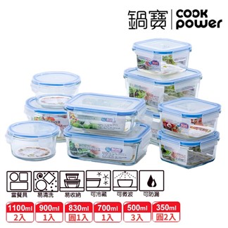 【CookPower 鍋寶】耐熱玻璃微波保鮮盒-派對10件組