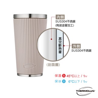THERMOcafe凱菲不鏽鋼陶瓷保溫杯(TCCS-450S-BL)
