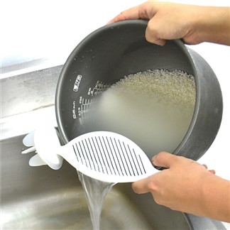 【特惠組】日本ASVEL白色筷匙瀝水筒+洗米器