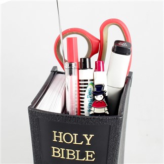 OSHI 聖經造型筆筒(附留言夾) 收納桶 置物盒 辦公文具