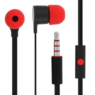 HTC 聆悅 MAX300 立體聲原廠扁線入耳式耳機-黑紅(原廠公司貨-密封裝)