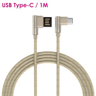 GOLF 雙面USB 轉 Type－C 90度轉角 布藝編織快充線（1M）