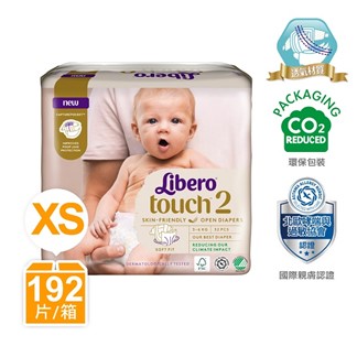 麗貝樂Touch嬰兒紙尿褲新生兒2號(NB-32片x6包)新升級 箱購