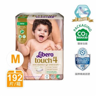麗貝樂 Touch嬰兒紙尿褲4號(M-24片x8包) 綠色新升級_箱購