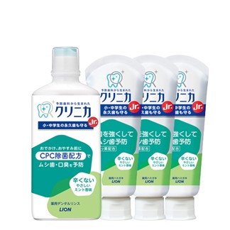 日本獅王固齒佳酵素兒童牙膏60g*3入+漱口水450ml*1瓶(6歲以上)