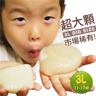【優鮮配】稀有巨無霸日本生食3L干貝1kg禮盒(約11-17顆)免運
