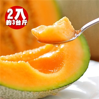 【果之家】台南七股超甜爆汁洋香瓜網紋紅肉哈密瓜2顆(單顆約1KG)