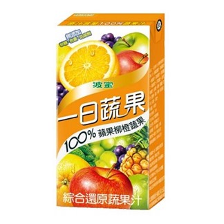 波蜜一日蔬果100%蘋果柳橙綜合蔬果汁160ml(6入)