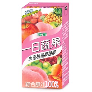 波蜜一日蔬果100%水蜜桃蘋果綜合蔬果汁160ml(6入)