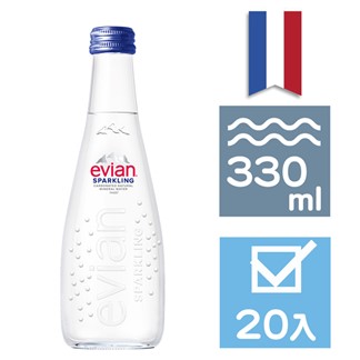 【宅配】法國Evian依雲氣泡天然礦泉水330ml (20入)