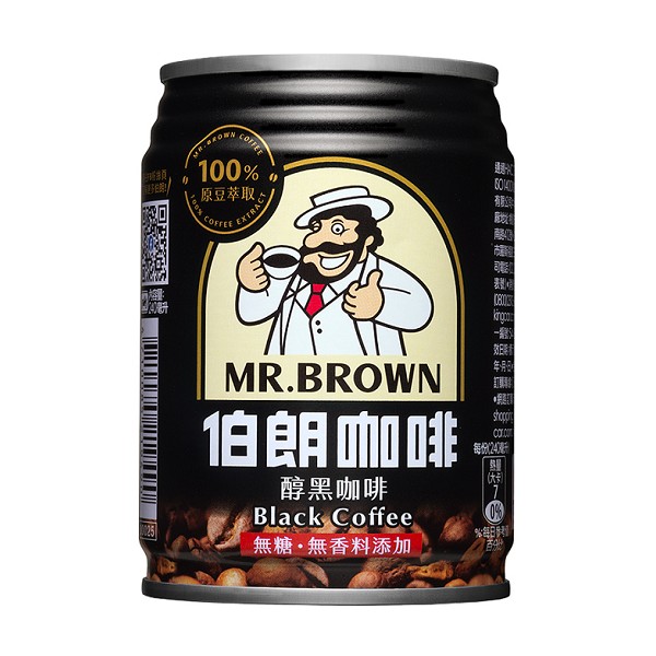 金車伯朗醇黑咖啡-無糖240ml(6入)
