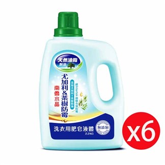 南僑水晶洗衣用肥皂液体洗衣精 尤加利茶樹防霉2.2kg瓶裝X6瓶