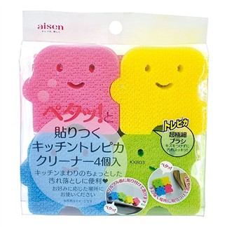 日本製造AISEN黏貼式超極細人偶海綿刷(1包4入) 2包裝