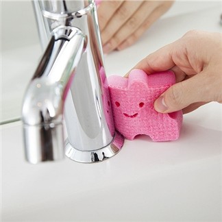 【特惠組】日本製造AISEN黏貼式(小塊拼圖)浴室洗臉台海綿刷 4包裝