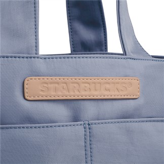 [星巴克]藍色皮革標提袋